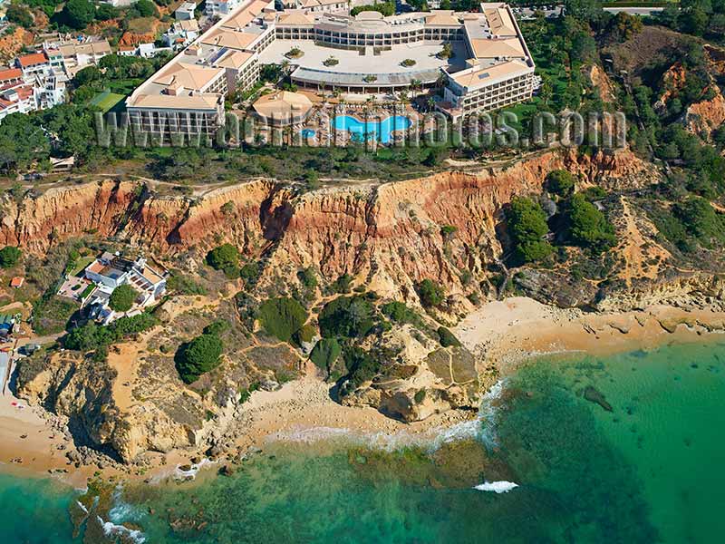 AERIAL VIEW photo of Hotel Riu Guarana, Falésia Beach, Albufeira, Algarve, Portugal. VISTA AEREA praia da Falésia.