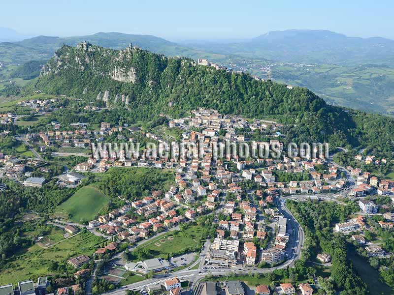AERIAL VIEW photo of the Republic of San Marino. VEDUTA AEREA foto, Repubblica di San Marino.
