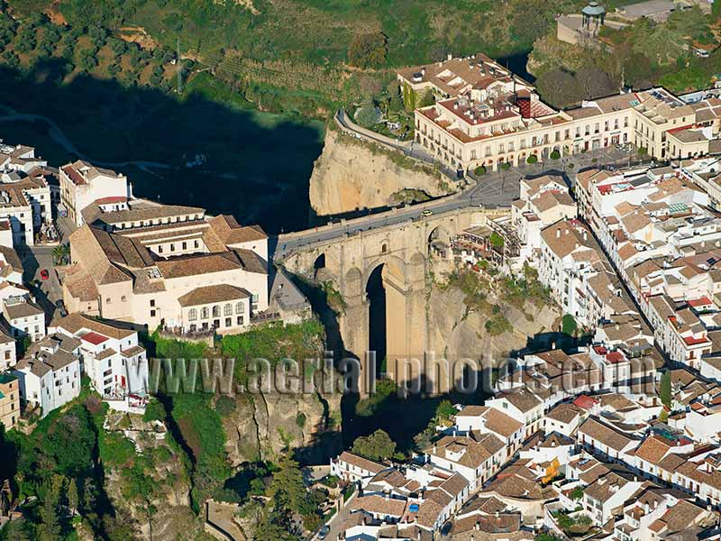 AERIAL VIEW photo of the city of Ronda, Andalusia, Spain. VISTA AEREA Andalucía, España.