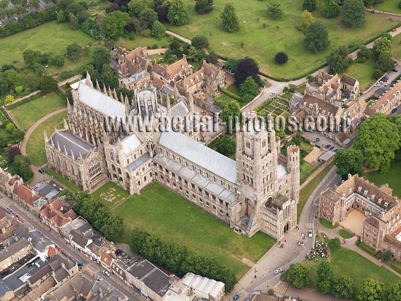 AERIAL VIEW photo of Ely Cathedral, Cambridgeshire, England, United Kingdom.