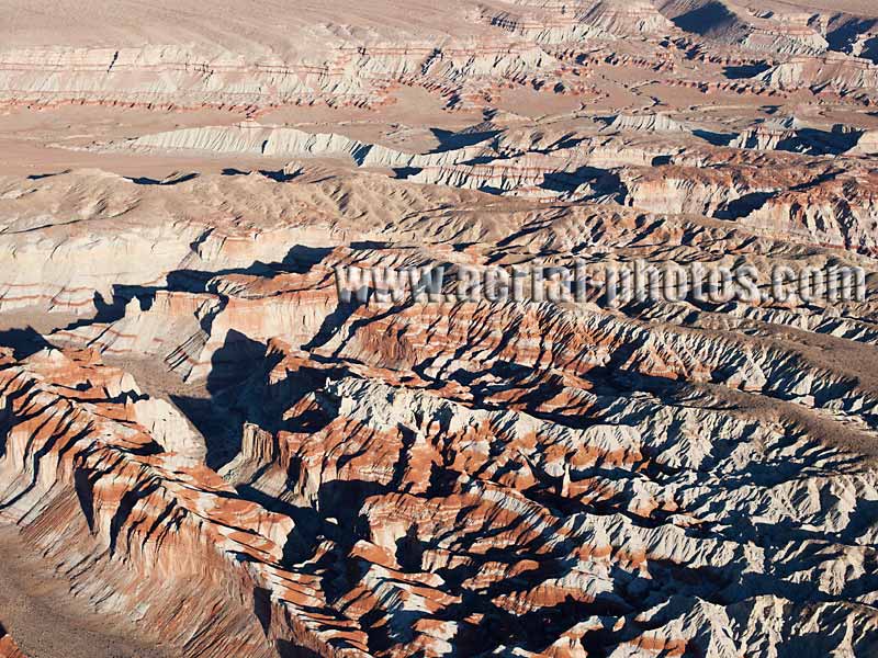 Aerial view of badlands in Coal Mine Canyon, Navajo and Hopi Reservation, Arizona, USA.