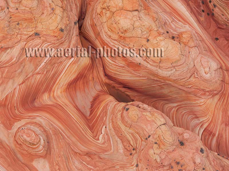 Aerial view of a rock formation named the Wave, North Coyote Buttes, Arizona, USA.