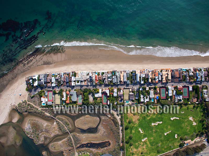 Aerial view of a gated community, Malibu Colony, Los Angeles, California, USA.
