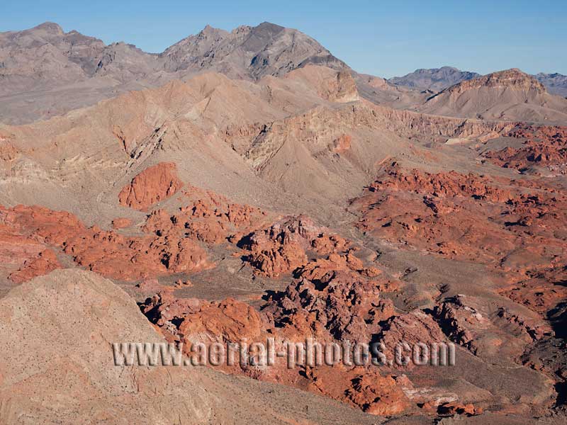 Aerial view of the Aztec sandstone at Bowl of Fire, Mohave Desert, Nevada, USA.