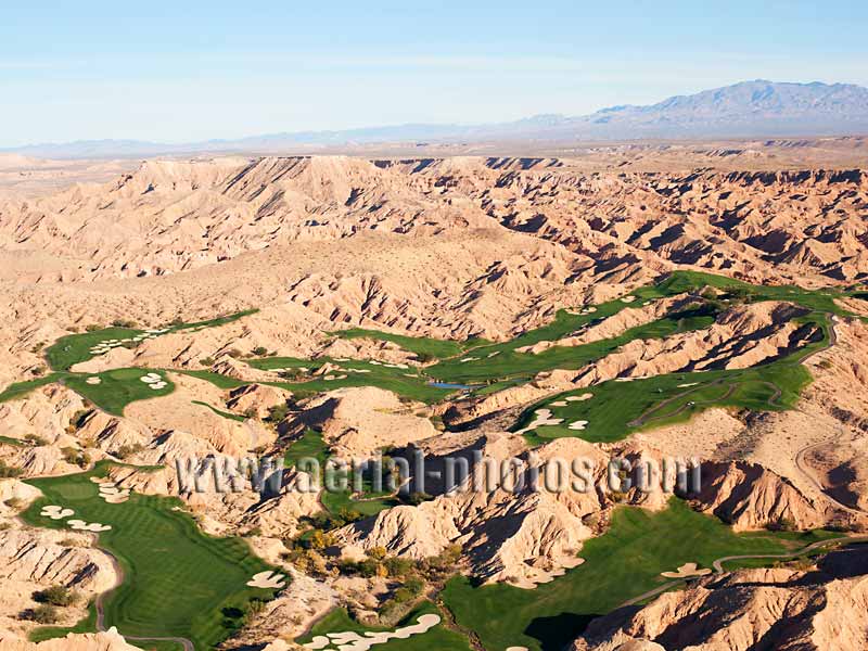 Aerial view of Wolf Creek Golf Course, Mesquite, Clark County, Nevada, USA.