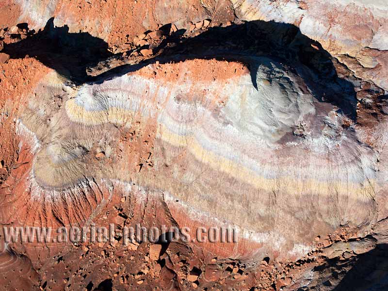 AERIAL VIEW photo of a colorful butte, Clay Hills, Utah, United States.