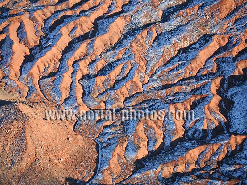 AERIAL VIEW photo of badlands, erosion, Castle Valley, Utah, United States.
