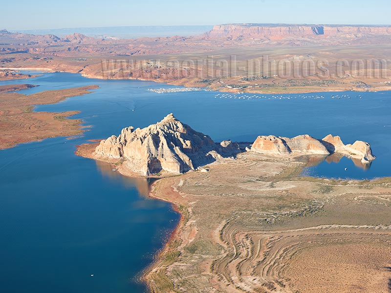 Aerial view of Wahweap Bay in Lake Powell, Utah, USA.